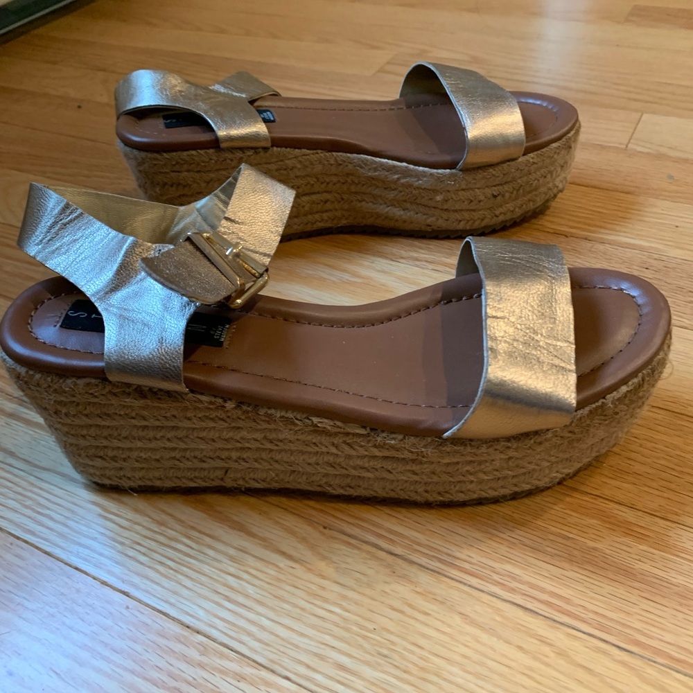Steve Madden gold metallic espadrille sandals